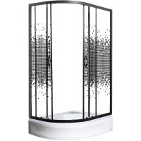 Душевой уголок Мономах ДУ 90x70 МЗ BL 10000008623 профиль Черный матовый стекло прозрачное с рисунком — фото 2, Душевые уголки