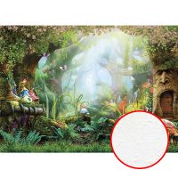 Фреска детская Ortograf Сказочная страна 6643 Фактура бархат FX Флизелин (3,8*2,7) Зеленый/Разноцветный, Деревья/Домики — фото 1, Фрески