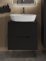 Товар: Тумба с раковиной Orange Line 60 Li-60TubMDF+B08-500W подвесная Черная матовая - фото 3 Тумба с раковиной Orange Line 60 Li-60TubMDF+B08-500W подвесная Черная матовая — фото 3, Мебель для ванной