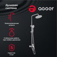 Душевая система Agger Merry  A1393300 Хром — фото 7, Душевое оборудование. Душевая программа