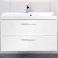 Тумба под раковину BelBagno Aurora 90 AURORA-900-2C-SO-BL подвесная Bianco Lucido — фото 1, Тумбы под раковину