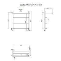 Водяной полотенцесушитель Тругор Браво 1 П ПМ L 60x50 с полкой Хром — фото 2, Водяные полотенцесушители
