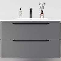 Тумба под раковину Style Line Марелла 90 Люкс Plus СС-00002415 подвесная Серый матовый антискрейтч — фото 1, Мебель для ванной