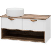 Тумба под раковину Brevita Bergen 105 BER-07105-19-01-2Я подвесная Белая матовая Дуб Галифакс олово — фото 5, Мебель для ванной