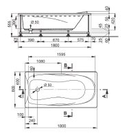 Акриловая ванна Veedi Una 180х80 13118080 без гидромассажа — фото 2, Ванны