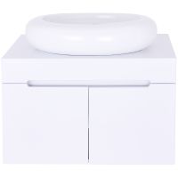 Тумба с раковиной Orange Санторини 80 Sa-80TUW+RA подвесная Белая глянцевая — фото 1, Тумбы с раковиной