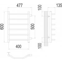 Водяной полотенцесушитель Terminus Виктория П6 400х600 бп500 4670078530059 Хром, боковое подключение, G 1" НР — фото 4, Водяные полотенцесушители