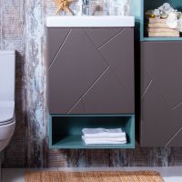 Тумба под раковину Бриклаер Кристалл 50 4627125414503 подвесная Софт Графит Ясень Анкор темный — фото 5, Мебель для ванной