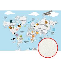 Фреска детская Ortograf Для самых маленьких 32911 Фактура флок FLK Флизелин (4,1*2,7) Голубой/Разноцветный, Карты — фото 1, Фрески