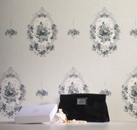 Обои Milassa Joli Joli1 011 Флизелин (1*10,05) Серый/Черный, Медальоны/Цветы — фото 2, Обои для стен