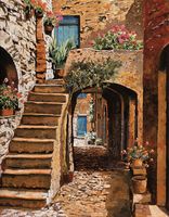 Фреска Ortograf Городской пейзаж живопись 11819 Фактура бархат FX Флизелин (2,1*2,7) Коричневый, Город/Цветы/Живопись — фото 2, Фрески