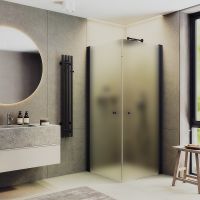 Душевой уголок Maybah Glass MGY-1293-6 800x800x1980 на монопетлях Черный стекло сатиновое — фото 1, Душевые уголки