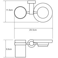 Стакан для зубных щеток с мыльницей WasserKRAFT Donau Хром арт-K-9426 — фото 3, Стаканы для зубных щеток