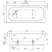 Стальная ванна Bette Form 150x70 2941-000 AD PLUS AR с шумоизоляцией, антискользящим и антигрязевым покрытием — фото 4, Ванны