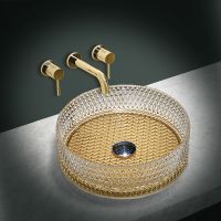 Раковина-чаша Vincea 40 VBS-5GL04 Прозрачная Золото — фото 2, Раковины накладные