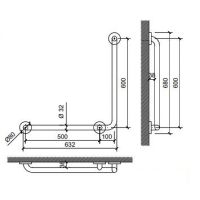 Товар: Поручень Nofer 15060.B угловой Глянцевая нержавеющая сталь - фото 2 Поручень Nofer 15060.B угловой Глянцевая нержавеющая сталь — фото 2, Аксессуары для ванной