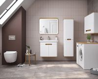 Шкаф пенал Vitra Sento 40 R 60842 подвесной с бельевое корзиной Белый матовый — фото 6, Пеналы для ванной комнаты