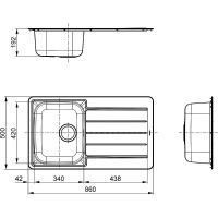 Кухонная мойка Alveus Line Max 20 SAT-90 860x500 1144640 Сатинированная сталь — фото 3, Кухонные мойки