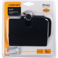 Держатель туалетной бумаги Fixsen Comfort Black FX-86010 с крышкой Черный матовый — фото 2, Держатели туалетной бумаги