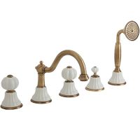 Смеситель на борт ванны Migliore Olivia 18997 Бронза Белый — фото 1, Смесители на борт ванны