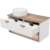 Тумба под раковину Brevita Bergen 105 BER-07105-19-01-2Я подвесная Белая матовая Дуб Галифакс олово — фото 10, Мебель для ванной