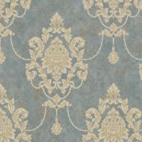 Обои Bernardo Bartalucci Ragazza 5034-6 Винил на флизелине (1,06*10,05) Голубой, Дамаск — фото 1, Обои для стен