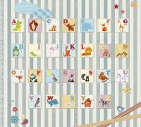 Фреска детская Ortograf Для малышей 30327 Фактура флок FLK Флизелин (3*2,7) Зеленый/Разноцветный, Животные/Полоса/Буквы — фото 2, Фрески