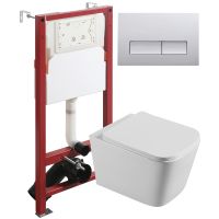 Комплект унитаза с инсталляцией Agger ATI04100+APB200 с сиденьем Микролифт и клавишей смыва Хром глянцевый — фото 1, Комплекты унитаз + инсталляция