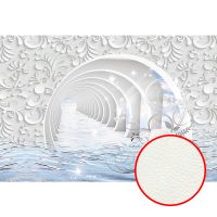 Фреска Ortograf 3D 33124 Фактура флок FLK Флизелин (4*2,7) Белый/Голубой, Абстракция — фото 1, Фрески