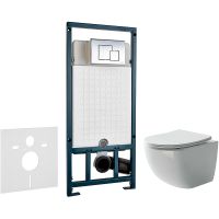 Комплект унитаза Ceramicanova Forma CN3009 с сиденьем Микролифт и инсталляцией WeltWasser WW Marberg 507 10000005949+10000005953 с клавишей смыва Хром глянцевый — фото 1, Унитазы