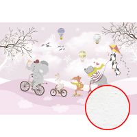 Фреска детская Ortograf Для самых маленьких 33682 Фактура бархат FX Флизелин (4*2,7) Розовый/Разноцветный, Животные — фото 1, Фрески