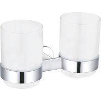 Стакан для зубных щеток Rav Slezak Yukon YUA0202CB двойной Хром Белый — фото 1, Стаканы для зубных щеток