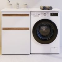 Тумба под раковину AM.PM X-Joy 60 M85AFSX0602WG Белый глянец Светлое дерево — фото 1, Тумбы под раковину