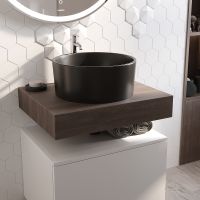 Тумба с раковиной STWORKI Ольборг 60 481123 подвесная Белая матовая Дуб карпентер — фото 10, Мебель для ванной