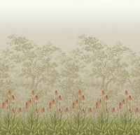 Фреска Ortograf Oasis 32710 Фактура флок FLK Флизелин (2,8*2,7) Бежевый/Розовый/Зеленый, Деревья/Цветы — фото 2, Фрески