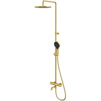 Душевая система Whitecross Y brushed gold Y1234TOPGLB с термостатом Брашированное золото — фото 1, Душевое оборудование. Душевая программа