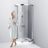 Душевой уголок AM.PM Like Round 95х95 W83G-333-095CT профиль Хром глянцевый стекло прозрачное — фото 6, Полукруглые душевые уголки