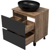 Товар: Тумба под раковину Brevita Dakota 60 DAK-07060-19/02-2Я Черный кварц Дуб Галифакс олово - фото 3 Тумба под раковину Brevita Dakota 60 DAK-07060-19/02-2Я Черный кварц Дуб Галифакс олово — фото 3, Мебель для ванной