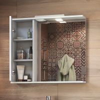 Зеркало со шкафом Vigo Diana 80 L z.DIA.80.L.Elс подсветкой Белое — фото 2, Зеркальные шкафы в ванную