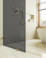 Душевая перегородка Maybah Glass MGD-271-3 790x1950 коннектор стена-стекло Золото стекло графитовое матовое — фото 6, Душевые перегородки