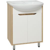 Тумба под раковину Runo Эко 60 00000001144 Белая Лиственница — фото 1, Тумбы под раковину