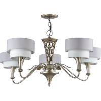 Люстра Maytoni House Lillian H311-05-G Белая Серая Серебро антик — фото 1, Люстры