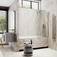 Шторка на ванну Maybah Glass MGV-126-2у 440x1400 в узком профиле Бронза стекло прозрачное — фото 3, Неподвижные шторки для ванной