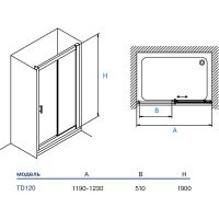 Душевая дверь Koller Pool Trend 120 TD120C профиль Хром стекло прозрачное — фото 6, Душевые двери в нишу