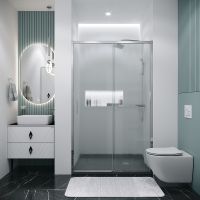 Душевая дверь Grossman Style 130 100.K33.05.130.10.02 профиль Хром стекло шиншилла — фото 1, Раздвижные душевые двери