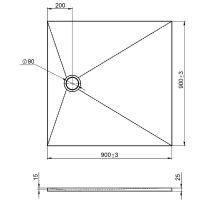 Душевой поддон из искусственного камня Jacob Delafon Tolbiac 90x90 E6D327RU-NGM Черный матовый — фото 2, Душевые поддоны