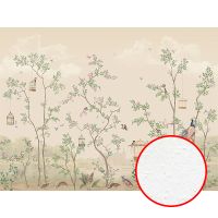 Фреска Ortograf Chinoiserie 33953 Фактура бархат FX Флизелин (4*3) Бежевый/Зеленый, Деревья/Птицы арт-33953 (бархат FX) — фото 1, Фрески