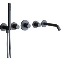 Смеситель для ванны Paffoni Modular Box MDE001NO с термостатом Черный матовый — фото 1, Смеситель для ванны