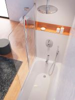 Шторка на ванну Ravak Chrome CVS2-100 L 7QLA0C00Z1 профиль Хром стекло Transparent — фото 3, Шторки для ванной распашные