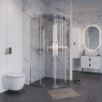 Душевой уголок Grossman Classic 90х90 301.K33.04.9090.10.00 профиль Хром стекло прозрачное — фото 1, Душевые уголки четверть круга